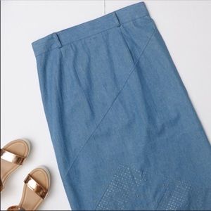 Vintage 1980s Long Denim Blue Jean Style Skirt